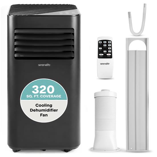 Pyle - SLPAC19B.6 , Home and Office , Cooling Fans , Portable Air Conditioner - 10000 BTU Cooling Capacity (ASHRAE) Compact Home A/C Cooling Unit with Built-in Dehumidifier & Fan Modes, Includes Window Mount Kit (Black)
