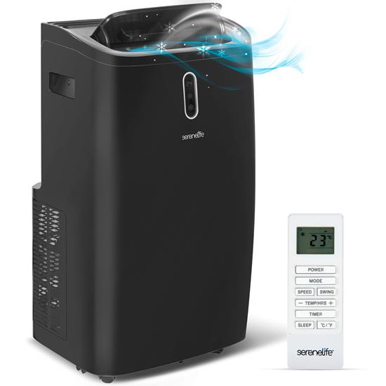 Pyle - SLPAC242B , Home and Office , Cooling Fans , Portable Air Conditioner - 12000 BTU Cooling Capacity (ASHRAE) Compact Home A/C Cooling Unit with Built-in Dehumidifier & Fan Modes, Includes Window Mount Kit (Black)