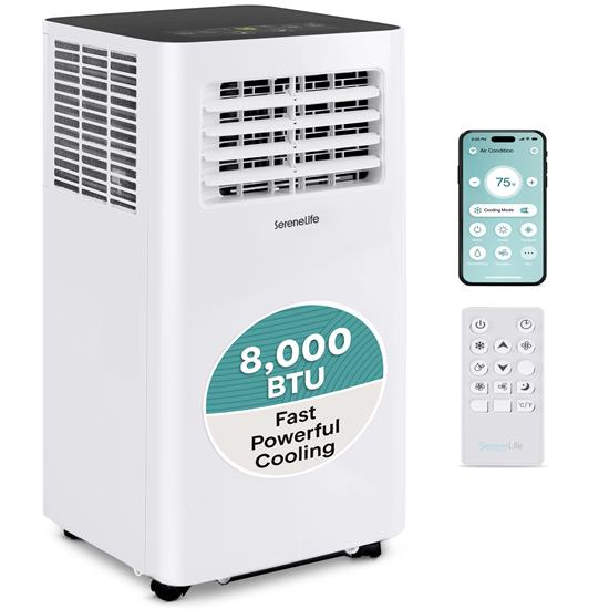 Pyle - SLPAC805W.1 , Home and Office , Cooling Fans , Sound and Recording , Cooling Fans , Portable Air Conditioner - Compact Home A/C Cooling Unit with Built-in Dehumidifier & Fan Modes, Includes Window Mount Kit (8,000 BTU)