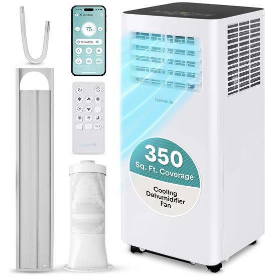 Pyle - SLPAC805W.7 , Home and Office , Cooling Fans , Sound and Recording , Cooling Fans , Portable Air Conditioner - Compact Home A/C Cooling Unit with Built-in Dehumidifier & Fan Modes, Includes Window Mount Kit (8,000 BTU)