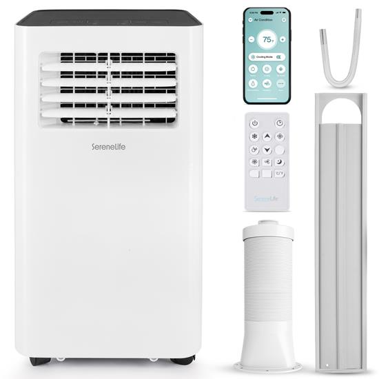 Pyle - SLPAC805W.8 , Home and Office , Cooling Fans , Sound and Recording , Cooling Fans , Portable Air Conditioner - Compact Home A/C Cooling Unit with Built-in Dehumidifier & Fan Modes, Includes Window Mount Kit (8,000 BTU)