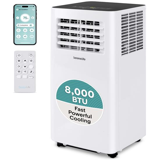 Pyle - SLPAC805W.9 , Home and Office , Cooling Fans , Sound and Recording , Cooling Fans , Portable Air Conditioner - Compact Home A/C Cooling Unit with Built-in Dehumidifier & Fan Modes, Includes Window Mount Kit (8,000 BTU)