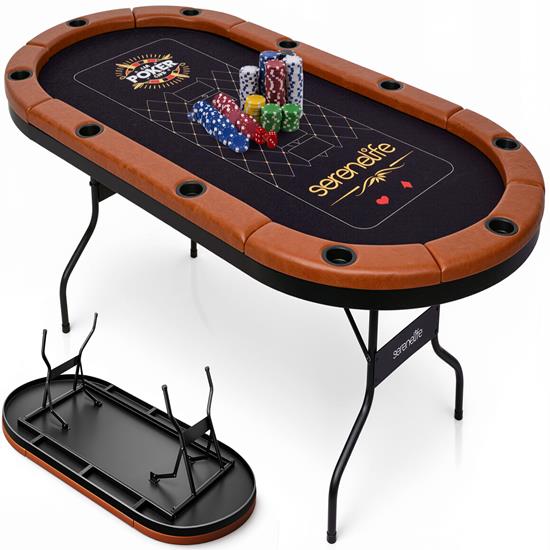 Pyle - SLPT720 , Sports and Outdoors , Foldable and Portable Poker/Casino Game Table with Cushioned Rail, 10 Players