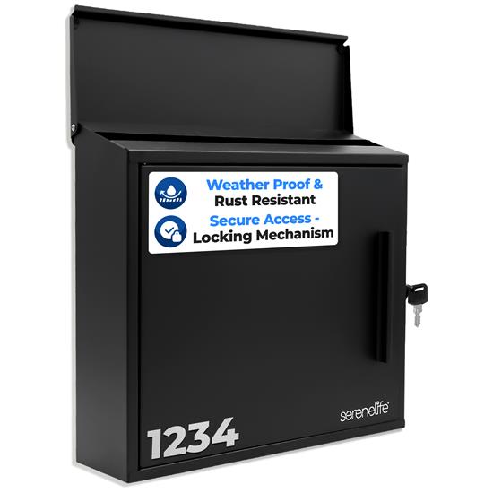 Pyle - SLPW253BL.5 , Home and Office , Safe Boxes - Mailboxes , Outdoor Wall Mount Locking Mailbox Apartment Letter Organizer, Includes 2 Keys (Black)