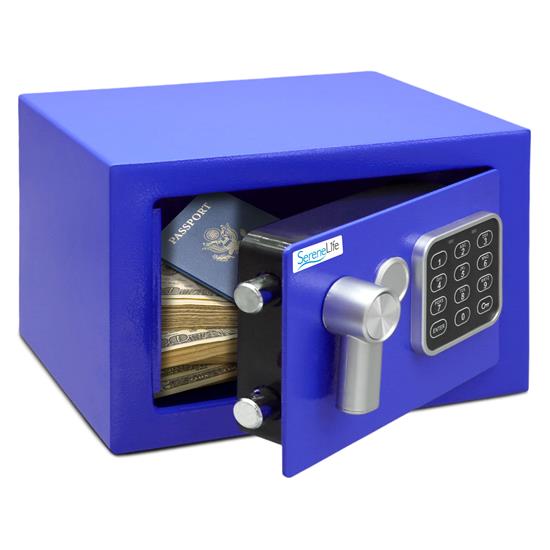Pyle - SLSFE12BL.5 , Home and Office , Safe Boxes - Mailboxes , Compact Electronic Safe Box with Digital Touch Pad, Mechanical Override, Includes Keys (Blue)