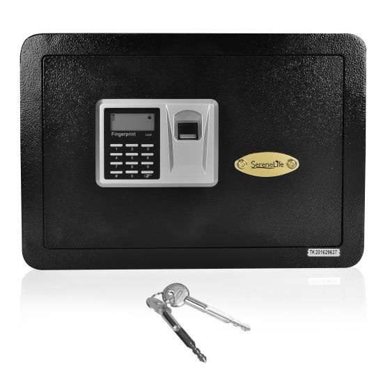 Pyle - SLSFE22FP , Home and Office , Safe Boxes - Mailboxes , Electronic Fingerprint Safe Box with Mechanical Override, Includes Keys