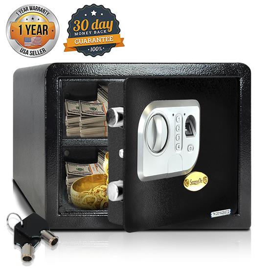 Pyle - SLSFE24FP , Home and Office , Safe Boxes - Mailboxes , Electronic Fingerprint Safe Box with Mechanical Override, Includes Keys