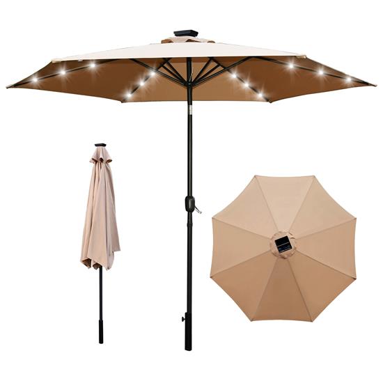 Pyle - SLSK3790.3 , Health and Fitness , protection Equipment , 10ft. Patio Table Umbrella with 24 LED Lights - 8 Sturdy Ribs with Push Button Tilt UV Protection, Outdoor Furniture for Garden Lawn Deck Pool and Beach
