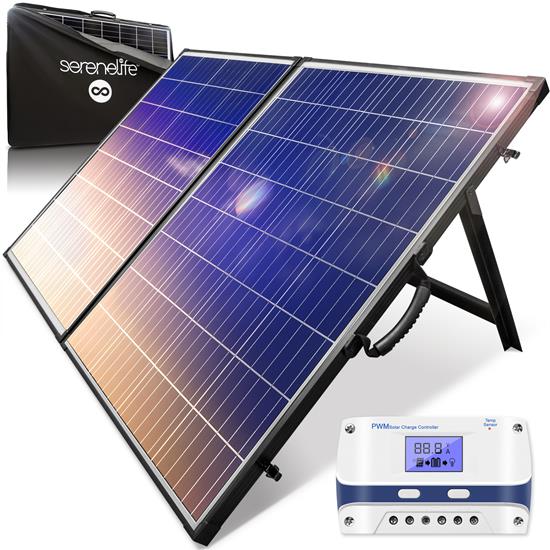 Pyle - SLSOLBK002 , Tools and Meters , Power Generation Equipment , 1 Pc. Portable Mono Solar Panel Starter Kit - 200W Off-Grid Solar Panel Briefcase with 20A PWM Controller with LCD Screen