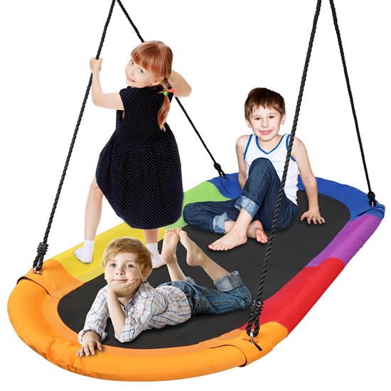 Pyle - SLSOVSWNG55RB , Home and Office , Fitness Equipment - Home Gym , Health and Fitness , Fitness Equipment - Home Gym , Heavy-Duty Oval Swing - Sturdy and Durable Swing for Indoor and Outdoor Use (Rainbow)