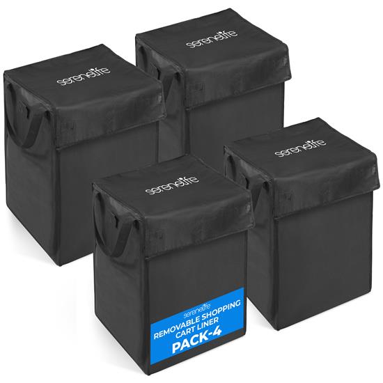 Pyle - SLSPCPART4X4 , Home and Office , Storage - Organization , 4-Piece Waterproof and Tear-Resistant 600D Oxford Fabric Removable Shopping Cart Liner for Groceries, Laundry and Luggage