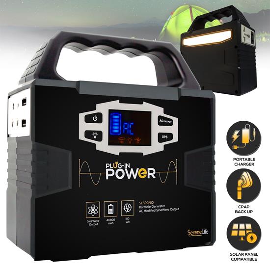 Pyle - SLSPGN10 , Gadgets and Handheld , Power Banks - Mobile Charging , Portable Power Generator - Rechargeable Battery Pack Power Supply, Solar Panel Compatible (40,800mAh Capacity)