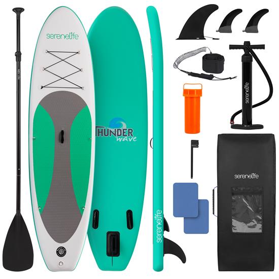 Pyle - SLSUPB12.7 , Sports and Outdoors , Carrying Cases - Portability , Free-Flow Welded Inflatable Stand-Up Paddle-Board with Double-Action Hand Pump, 3-Shaft Aluminum Paddle, Leash, Fin, Repair Kit and Backpack (Black)