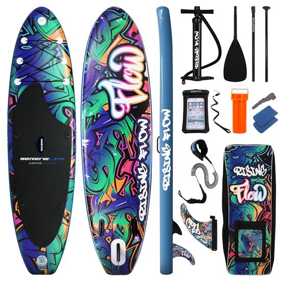 Pyle - SLSUPB636 , Sports and Outdoors , Carrying Cases - Portability , Rising Flow Paddleboard SUP - Stand Up Water Paddle-Board w/ Waterproof Mobile Phone Case (10’6”)