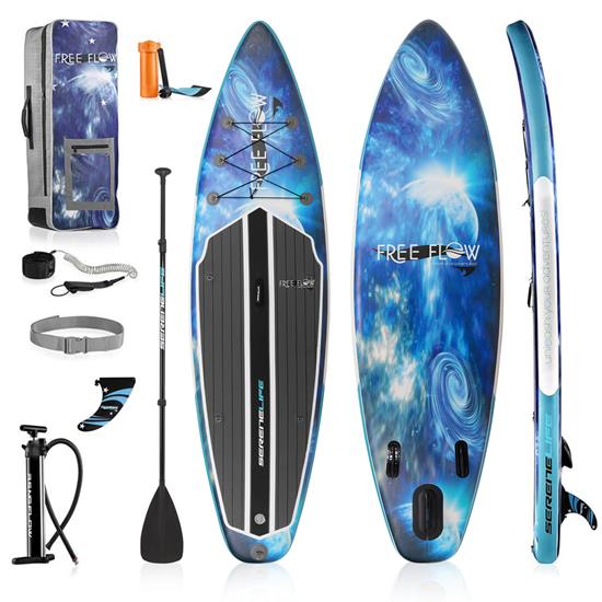 Pyle - SLSUPB872 , Sports and Outdoors , Sports Training Sensors , Rising Flow Inflatable Paddleboard iSUP - Stand Up Water Paddle-Board w/ Accessories (Space Blue)