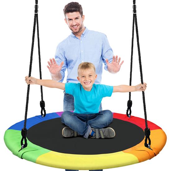Pyle - SLSWNG100RB.5 , Health and Fitness , Fitness Equipment - Home Gym , Flying Fun Toy Swing - Indoor/Outdoor Hanging Rope Swinging Seat Spinner (Rainbow)