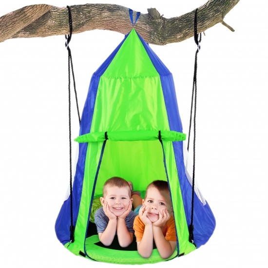 Pyle - SLSWNG350 , Misc , Children’s Tree Swing Tent - Indoor/Outdoor Hanging Rope Swing Hangout Kit