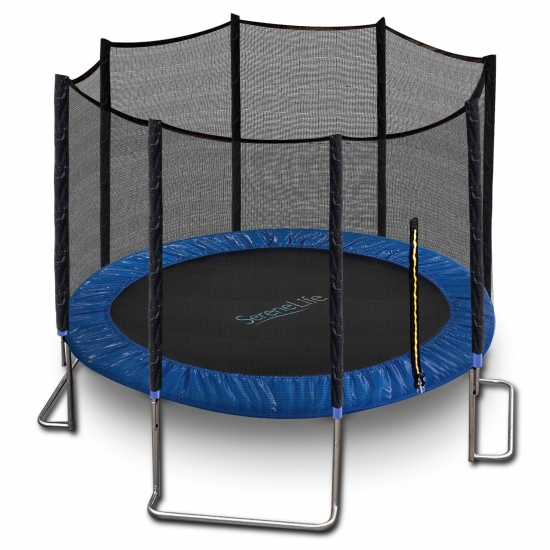 Pyle - SLTRA10BL.5 , Home and Office , Fitness Equipment - Home Gym , Health and Fitness , Fitness Equipment - Home Gym , Home Backyard Sports Trampoline - Large Outdoor Jumping Fun Trampoline for Kids / Children, Safety Net Cage (10’ ft.)