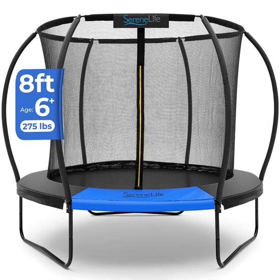 Pyle - SLTRMPK8CK , Health and Fitness , Fitness Equipment - Home Gym , 8ft Pumpkin Recreational Trampoline with Inner Enclosure for Kids / Children (Black)