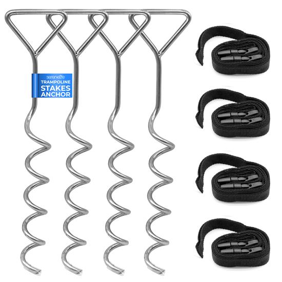 Pyle - SLWIND10 , Sports and Outdoors , Fitness Equipment - Home Gym , Big Trampoline Accessories Stakes/Anchor Kits/Ground Hooks with Buckled Straps