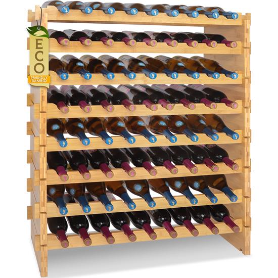 Pyle - SLWMDSF226.5 , Home and Office , Storage - Organization , Stackable Wine Storage Rack - Wine Rack with 72 Bottle Slots, 8-Tier Modular Wine Display Shelves