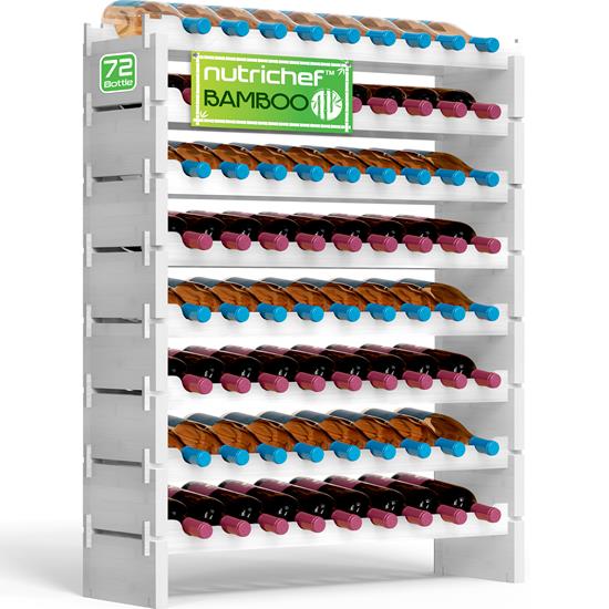 Pyle - SLWMDSF226WT , Home and Office , Storage - Organization , Modular Wine Storage Rack - Wine Rack with 72 Bottle Slots, 8-Tier Modular Wine Display Shelves (White)