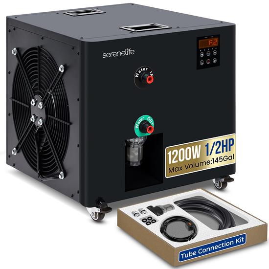 Pyle - SLWTRCHLR110 , Health and Fitness , Freestanding Bathtub , Cold Plunge Water Chiller - 1200W 1/2 HP Cooling System with Quiet Design Refrigeration Compressor, One Key Switch, 145Gal Max Water Volume