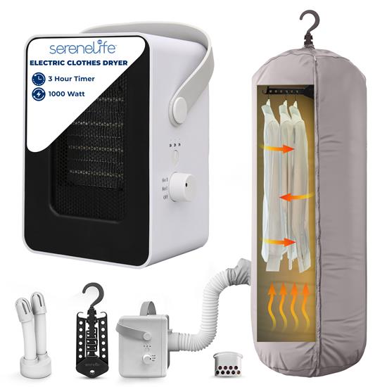 Pyle - SLWTS23216.5 , Home and Office , Vacuums - Steam Cleaners , 1000W Multifunctional Portable Dryer, Mini Heater and Aroma Diffuser for Home and Apartment Use - Suitable for Drying Clothes, Shoes, Hats, Gloves, and More