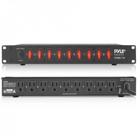 Pyle - UPDBC70 , Home and Office , Power Supply - Power Converters , 15 Amp Power Supply Power Strip with 1800VA Rack Mountable 9 Outlets